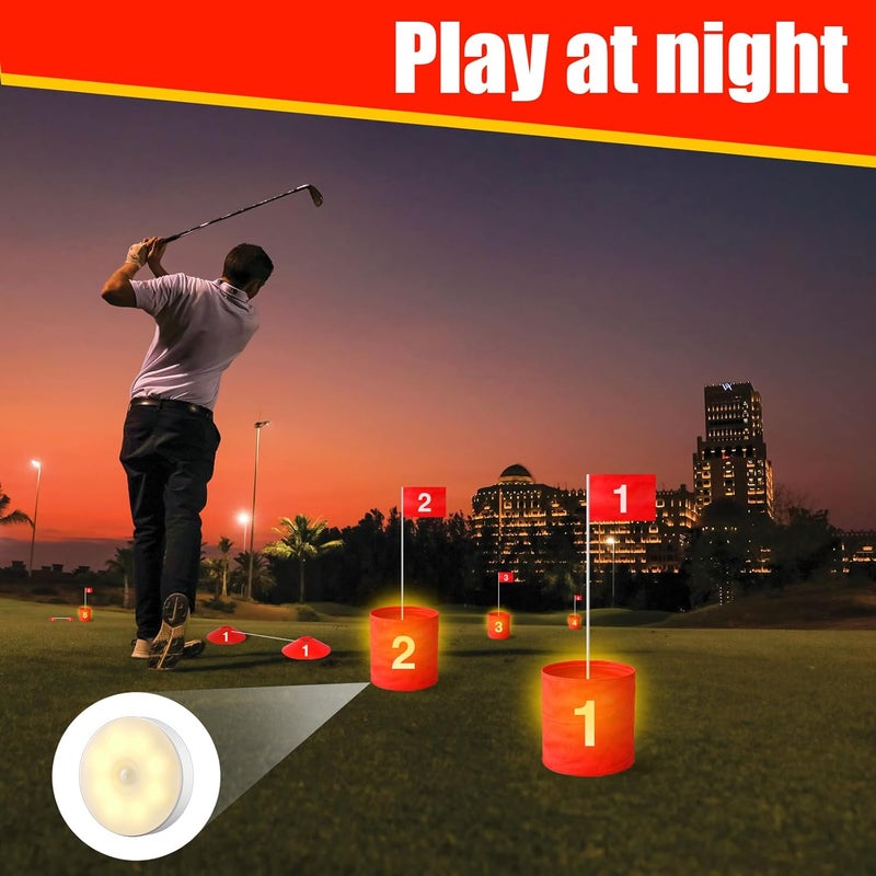 LHPY 9 Holes Backyard Outdoor Golf Games with 2 Adjustable Clubs and 9 LED Light, Lawn Golf Game for Adults to Practice for Camping,Party,Backyard,Beach ﻿ - Image 2